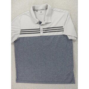Adidas Gray and Blue Polo Shirt Sporty Design